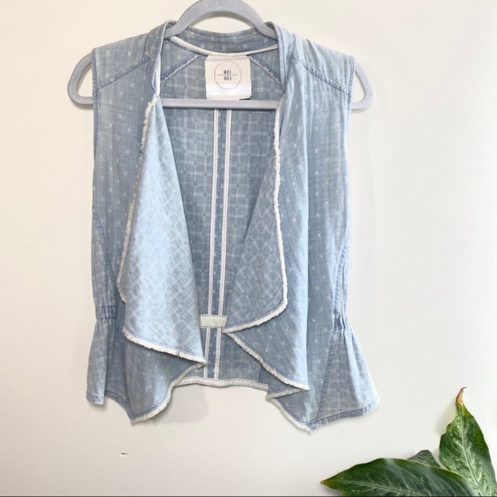 Hei Hei Anthropologie light wash cotton denim vest
